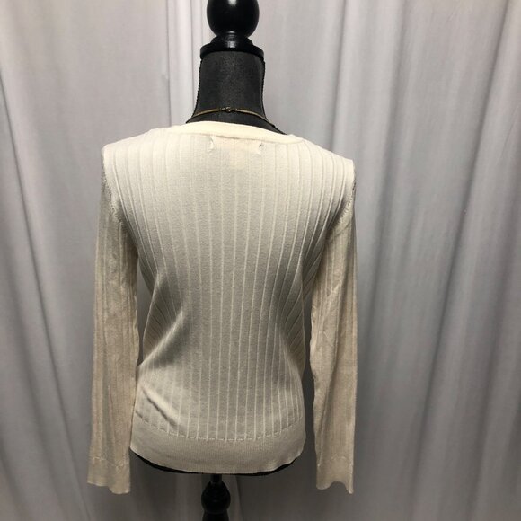 Emaline Sweater Womens Size Petite Large Long Sleeve Laced Front Ribbed Pullover - Picture 4 of 7